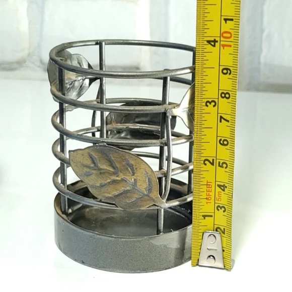 3/$25 Open Design Candleholders with stamped leaves - Picture 3 of 7